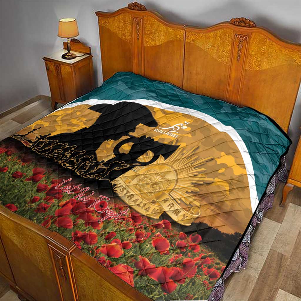 Wallabies ANZAC Day Quilt Last Post Poppy Lest We Forget