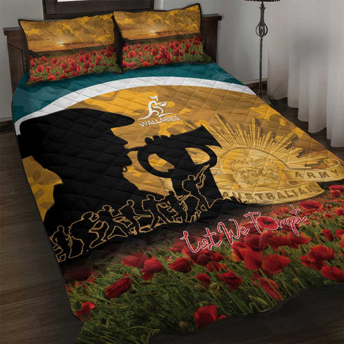 Wallabies ANZAC Day Quilt Bed Set Last Post Poppy Lest We Forget