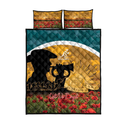 Wallabies ANZAC Day Quilt Bed Set Last Post Poppy Lest We Forget