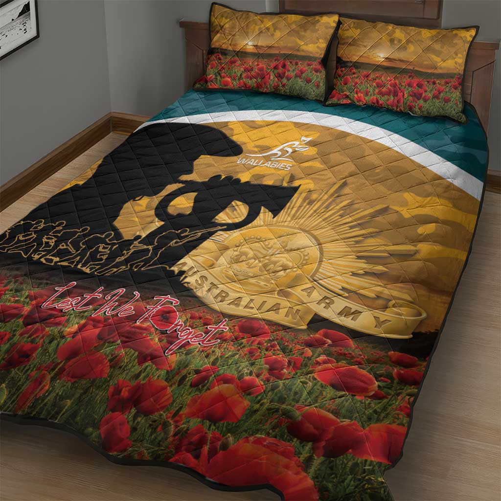 Wallabies ANZAC Day Quilt Bed Set Last Post Poppy Lest We Forget