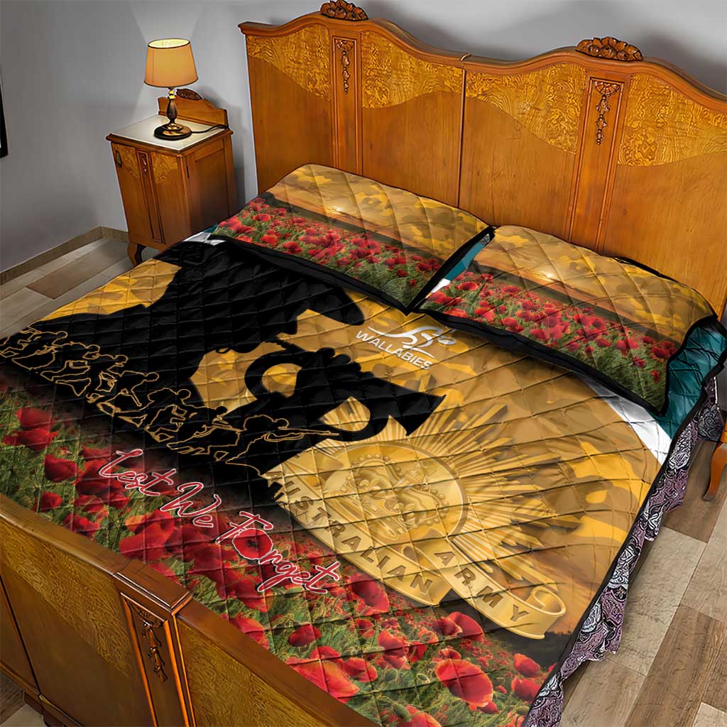 Wallabies ANZAC Day Quilt Bed Set Last Post Poppy Lest We Forget