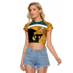 Personalised Wallabies ANZAC Day Raglan Cropped T Shirt Last Post Poppy Lest We Forget