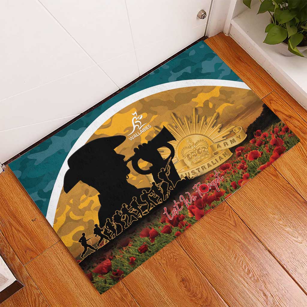 Wallabies ANZAC Day Rubber Doormat Last Post Poppy Lest We Forget