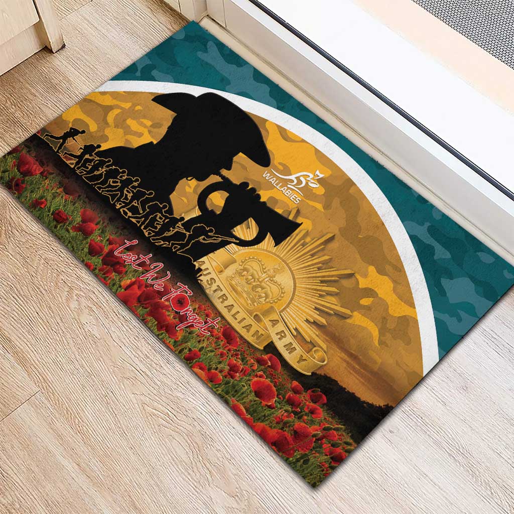 Wallabies ANZAC Day Rubber Doormat Last Post Poppy Lest We Forget