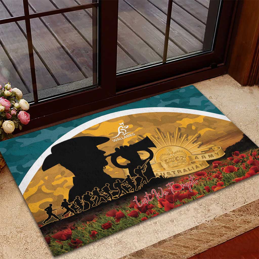 Wallabies ANZAC Day Rubber Doormat Last Post Poppy Lest We Forget