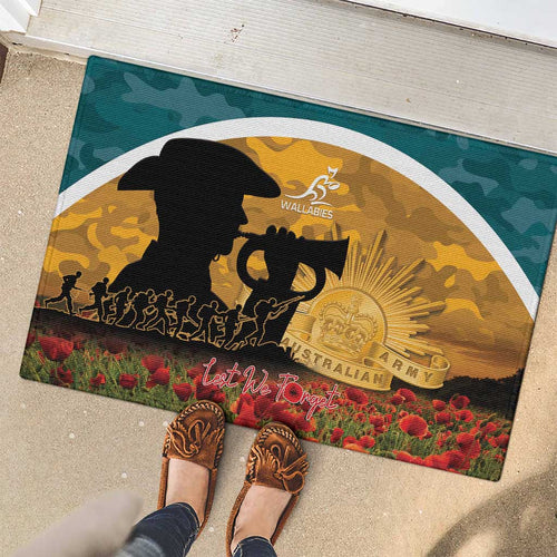Wallabies ANZAC Day Rubber Doormat Last Post Poppy Lest We Forget