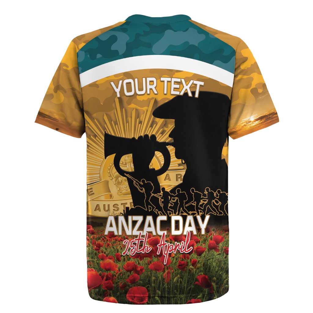 Personalised Wallabies ANZAC Day Rugby Jersey Last Post Poppy Lest We Forget