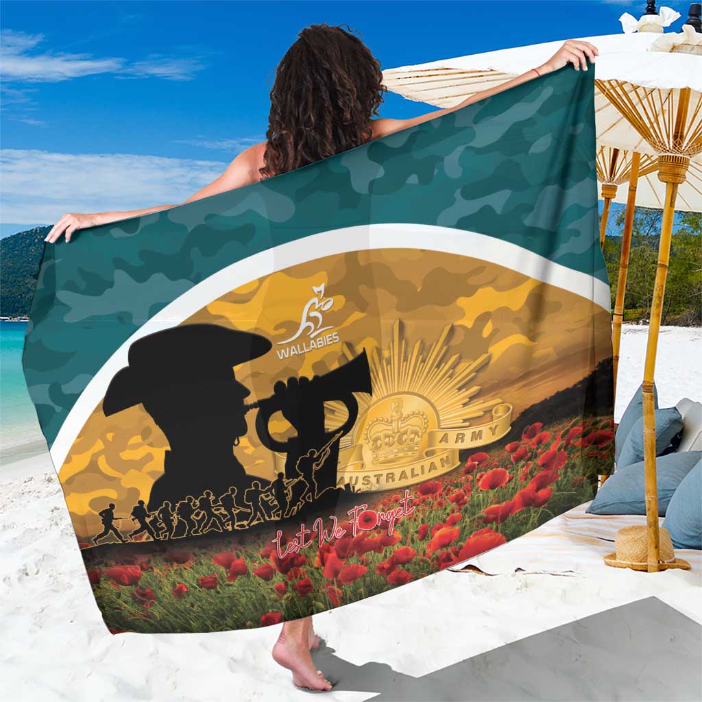 Wallabies ANZAC Day Sarong Last Post Poppy Lest We Forget
