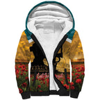 Personalised Wallabies ANZAC Day Sherpa Hoodie Last Post Poppy Lest We Forget