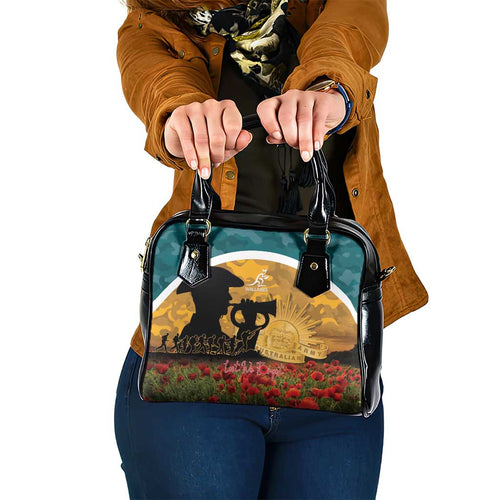 Wallabies ANZAC Day Shoulder Handbag Last Post Poppy Lest We Forget