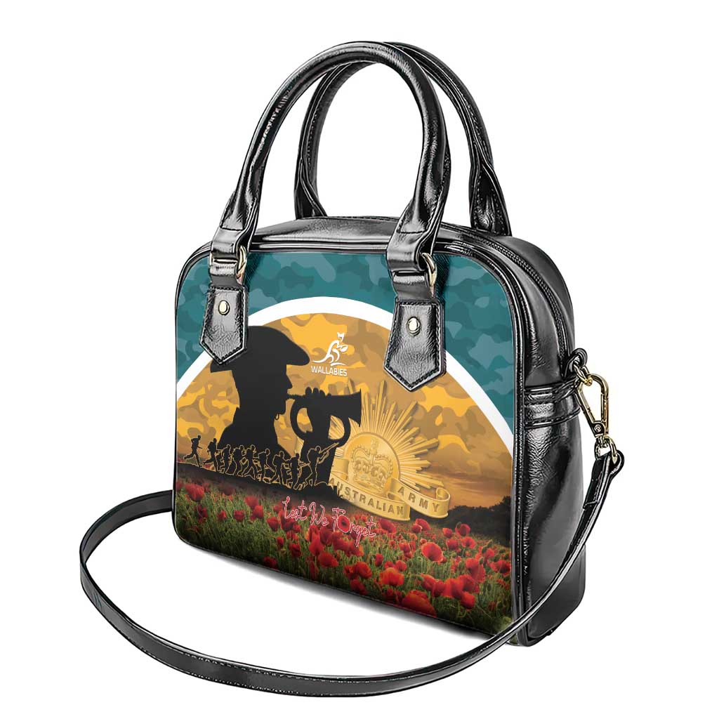 Wallabies ANZAC Day Shoulder Handbag Last Post Poppy Lest We Forget
