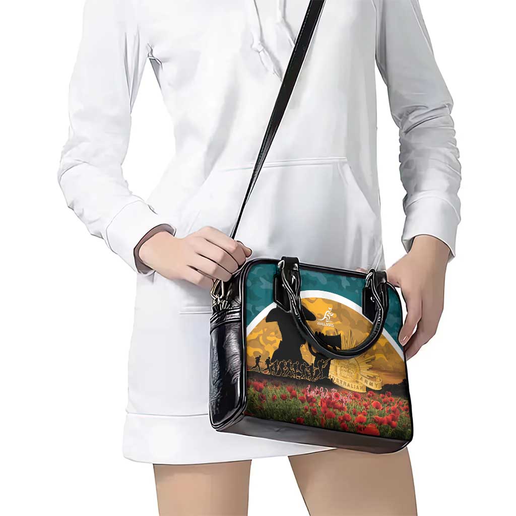 Wallabies ANZAC Day Shoulder Handbag Last Post Poppy Lest We Forget