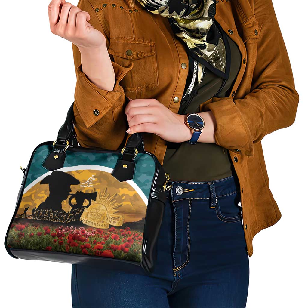 Wallabies ANZAC Day Shoulder Handbag Last Post Poppy Lest We Forget