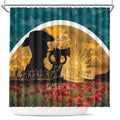 Wallabies ANZAC Day Shower Curtain Last Post Poppy Lest We Forget