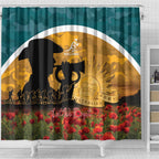 Wallabies ANZAC Day Shower Curtain Last Post Poppy Lest We Forget