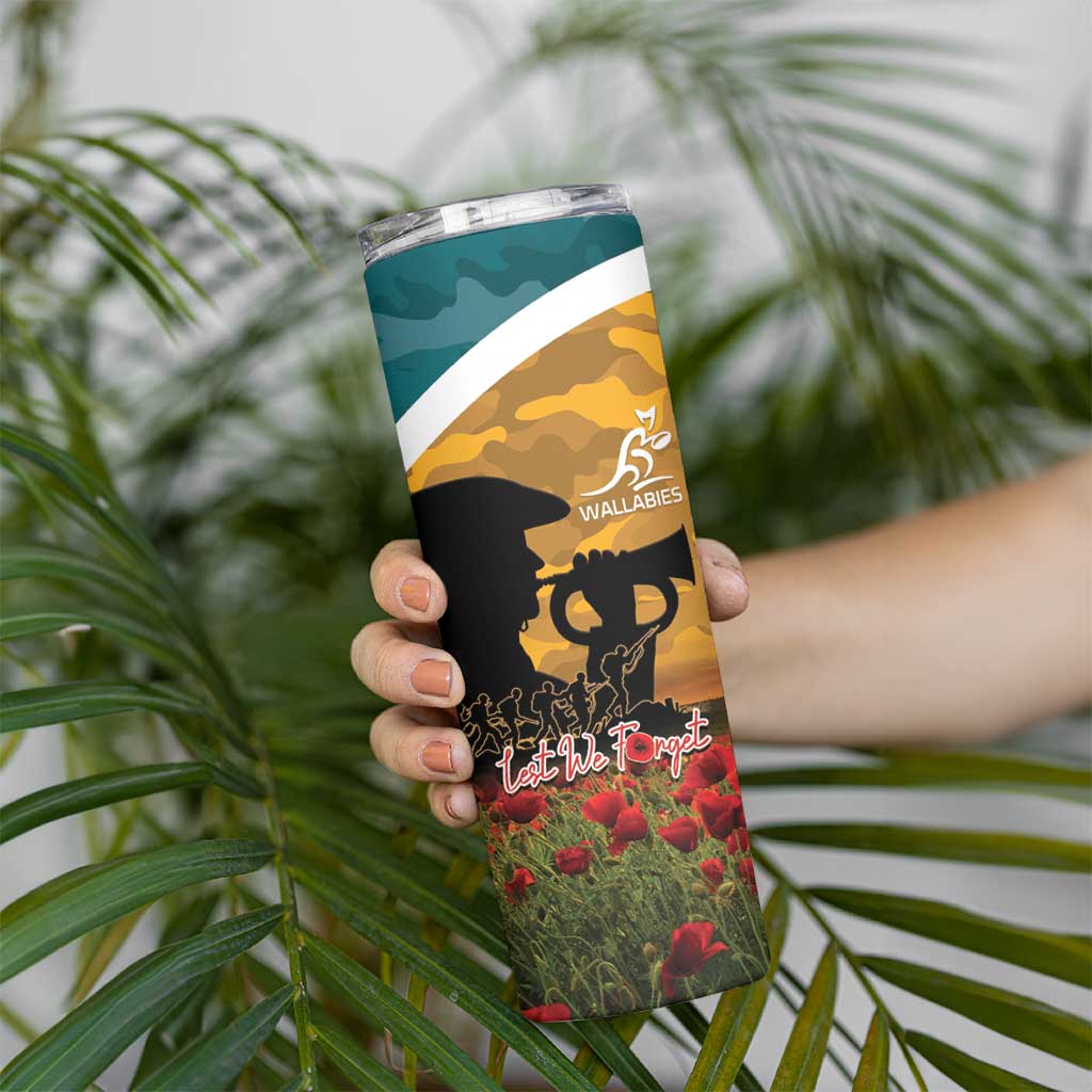 Personalised Wallabies ANZAC Day Skinny Tumbler Last Post Poppy Lest We Forget