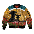 Personalised Wallabies ANZAC Day Sleeve Zip Bomber Jacket Last Post Poppy Lest We Forget