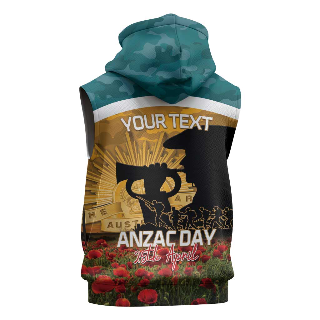 Personalised Wallabies ANZAC Day Sleeveless Hoodie Last Post Poppy Lest We Forget