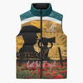 Personalised Wallabies ANZAC Day Sleeveless Puffer Jacket Last Post Poppy Lest We Forget