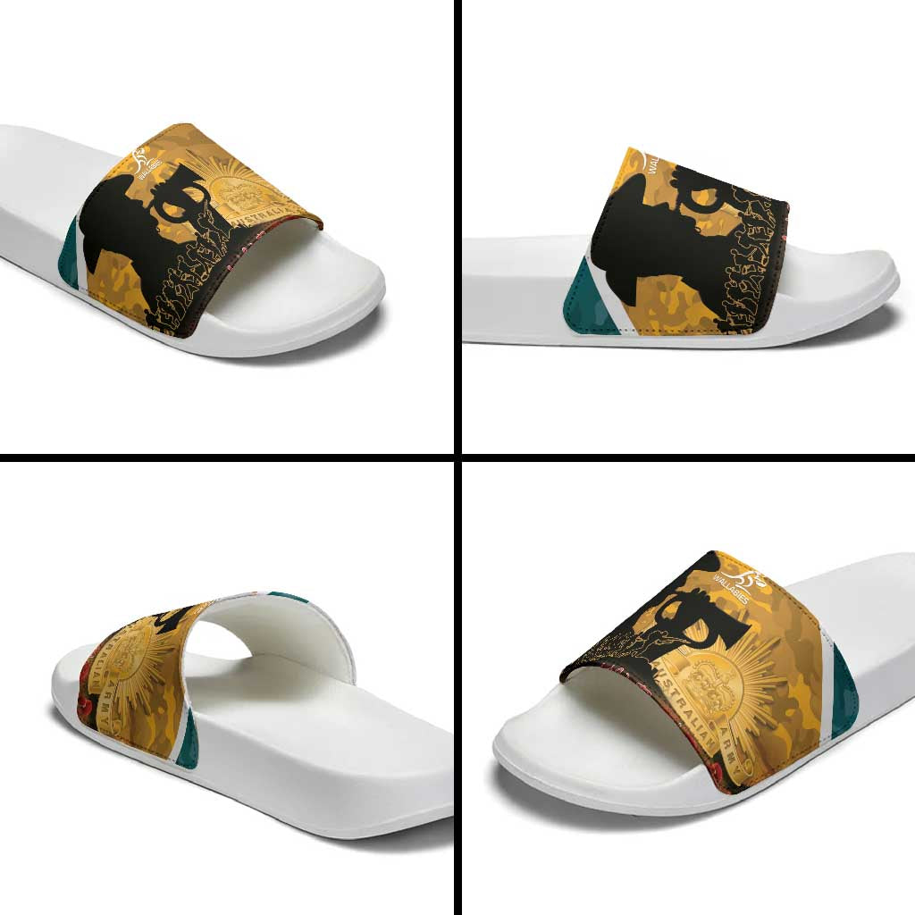Wallabies ANZAC Day Slide Sandals Last Post Poppy Lest We Forget