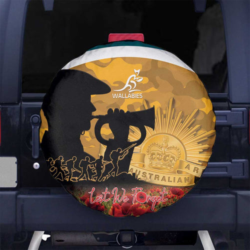 Wallabies ANZAC Day Spare Tire Cover Last Post Poppy Lest We Forget