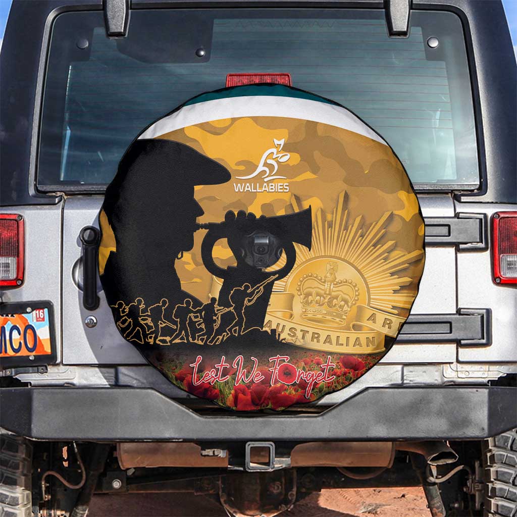 Wallabies ANZAC Day Spare Tire Cover Last Post Poppy Lest We Forget