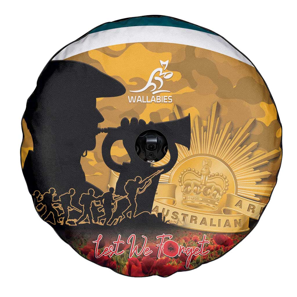 Wallabies ANZAC Day Spare Tire Cover Last Post Poppy Lest We Forget