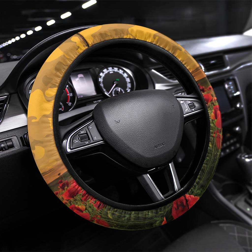 Wallabies ANZAC Day Steering Wheel Cover Last Post Poppy Lest We Forget