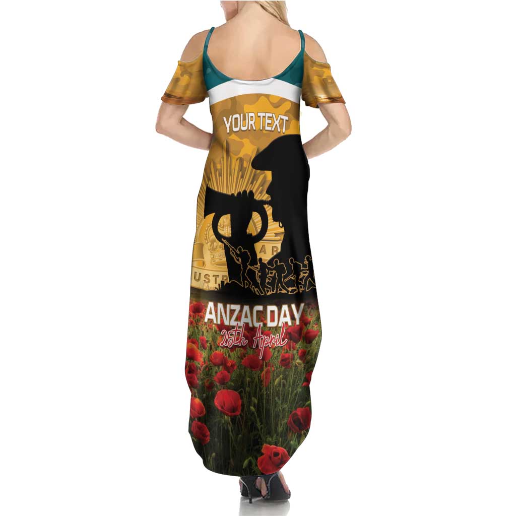 Personalised Wallabies ANZAC Day Summer Maxi Dress Last Post Poppy Lest We Forget