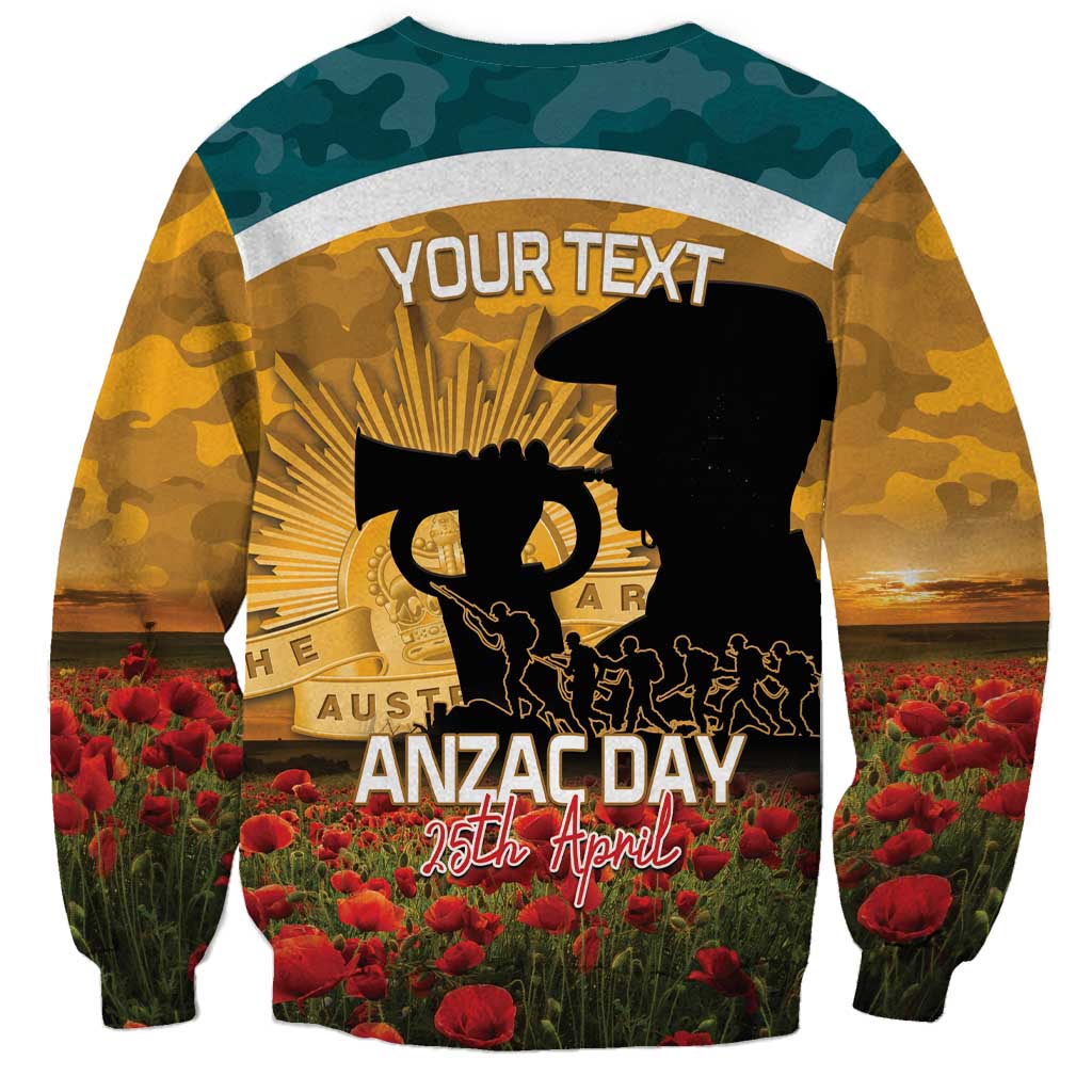 Personalised Wallabies ANZAC Day Sweatshirt Last Post Poppy Lest We Forget