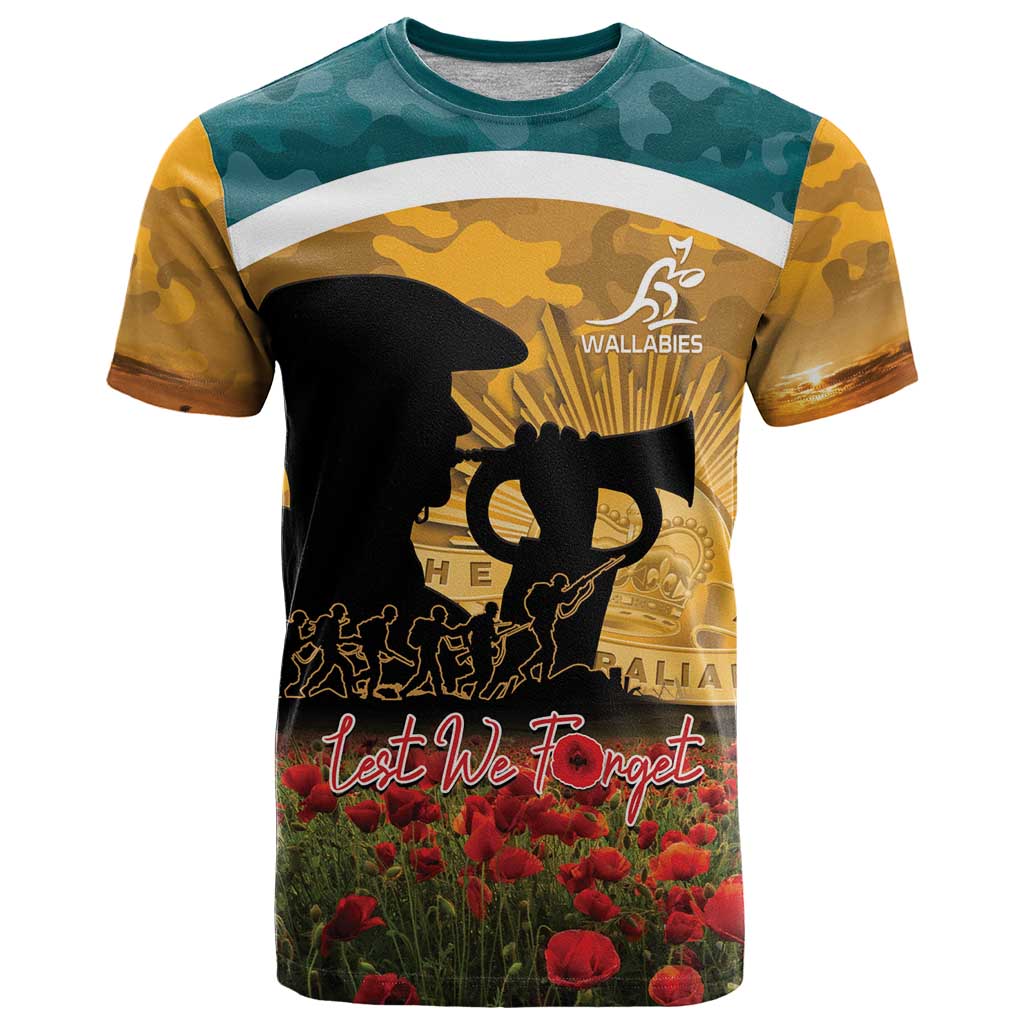 Personalised Wallabies ANZAC Day T Shirt Last Post Poppy Lest We Forget