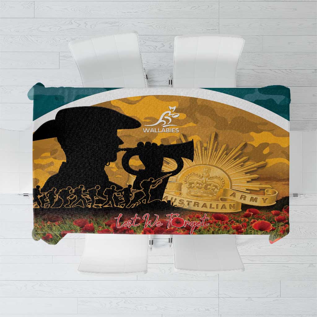 Wallabies ANZAC Day Tablecloth Last Post Poppy Lest We Forget