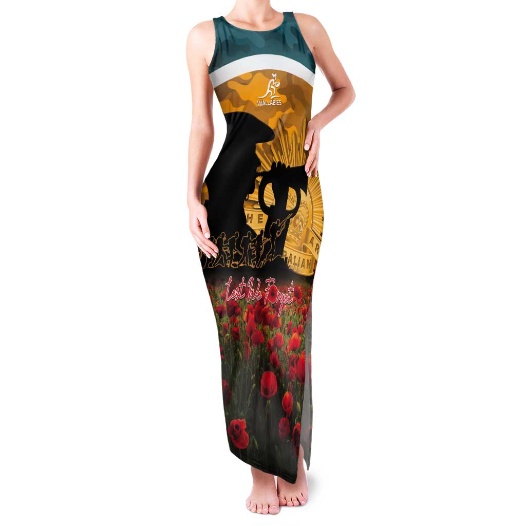 Personalised Wallabies ANZAC Day Tank Maxi Dress Last Post Poppy Lest We Forget