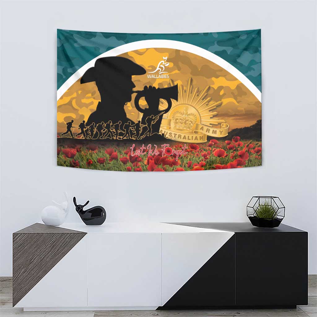 Wallabies ANZAC Day Tapestry Last Post Poppy Lest We Forget