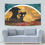 Wallabies ANZAC Day Tapestry Last Post Poppy Lest We Forget