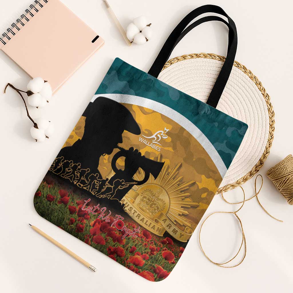 Wallabies ANZAC Day Tote Bag Last Post Poppy Lest We Forget