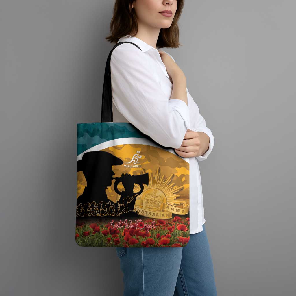 Wallabies ANZAC Day Tote Bag Last Post Poppy Lest We Forget