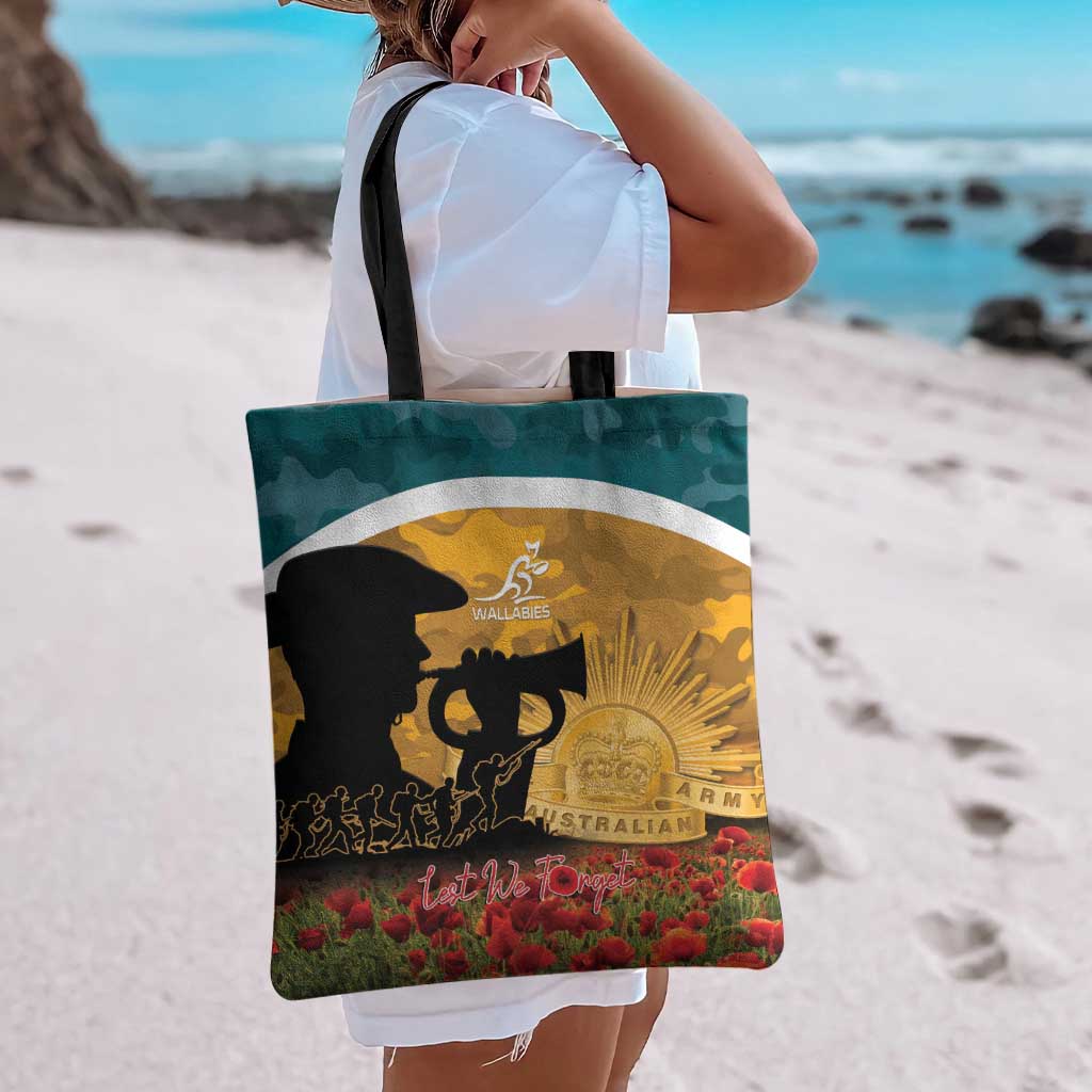 Wallabies ANZAC Day Tote Bag Last Post Poppy Lest We Forget