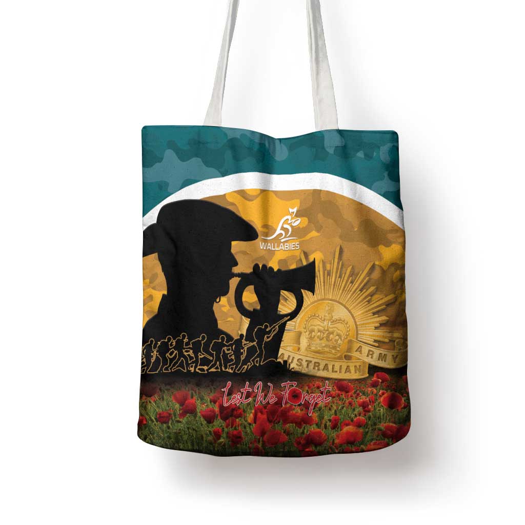 Wallabies ANZAC Day Tote Bag Last Post Poppy Lest We Forget