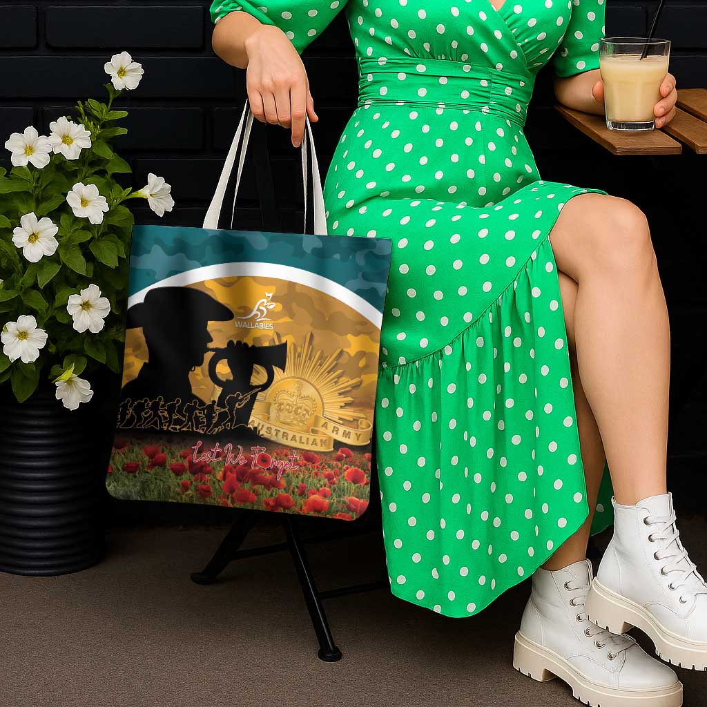 Wallabies ANZAC Day Tote Bag Last Post Poppy Lest We Forget