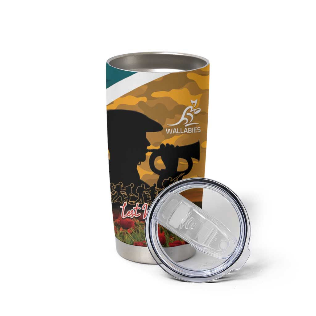 Personalised Wallabies ANZAC Day Tumbler Cup Last Post Poppy Lest We Forget