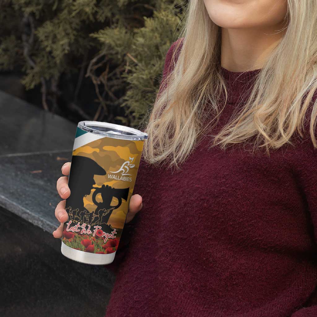 Personalised Wallabies ANZAC Day Tumbler Cup Last Post Poppy Lest We Forget