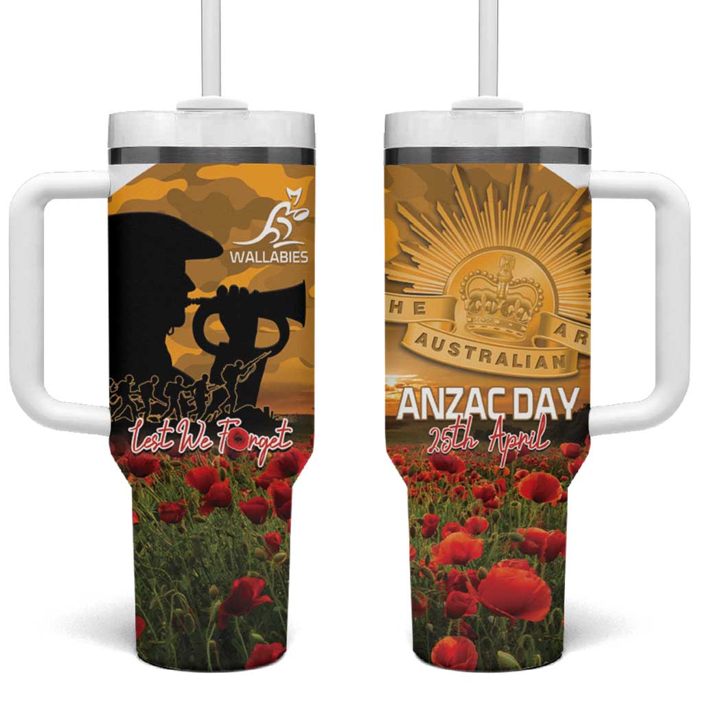 Personalised Wallabies ANZAC Day Tumbler With Handle Last Post Poppy Lest We Forget
