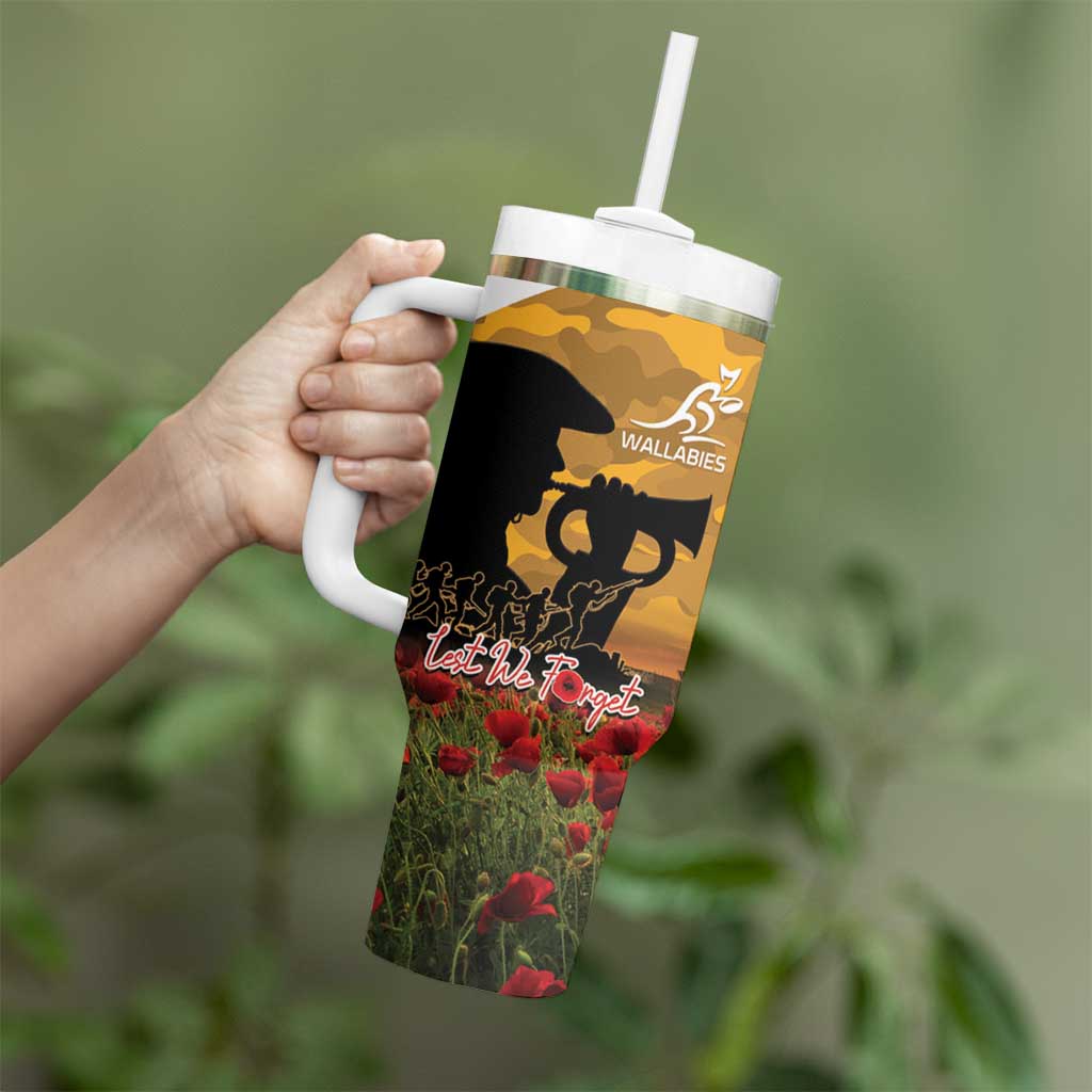 Personalised Wallabies ANZAC Day Tumbler With Handle Last Post Poppy Lest We Forget