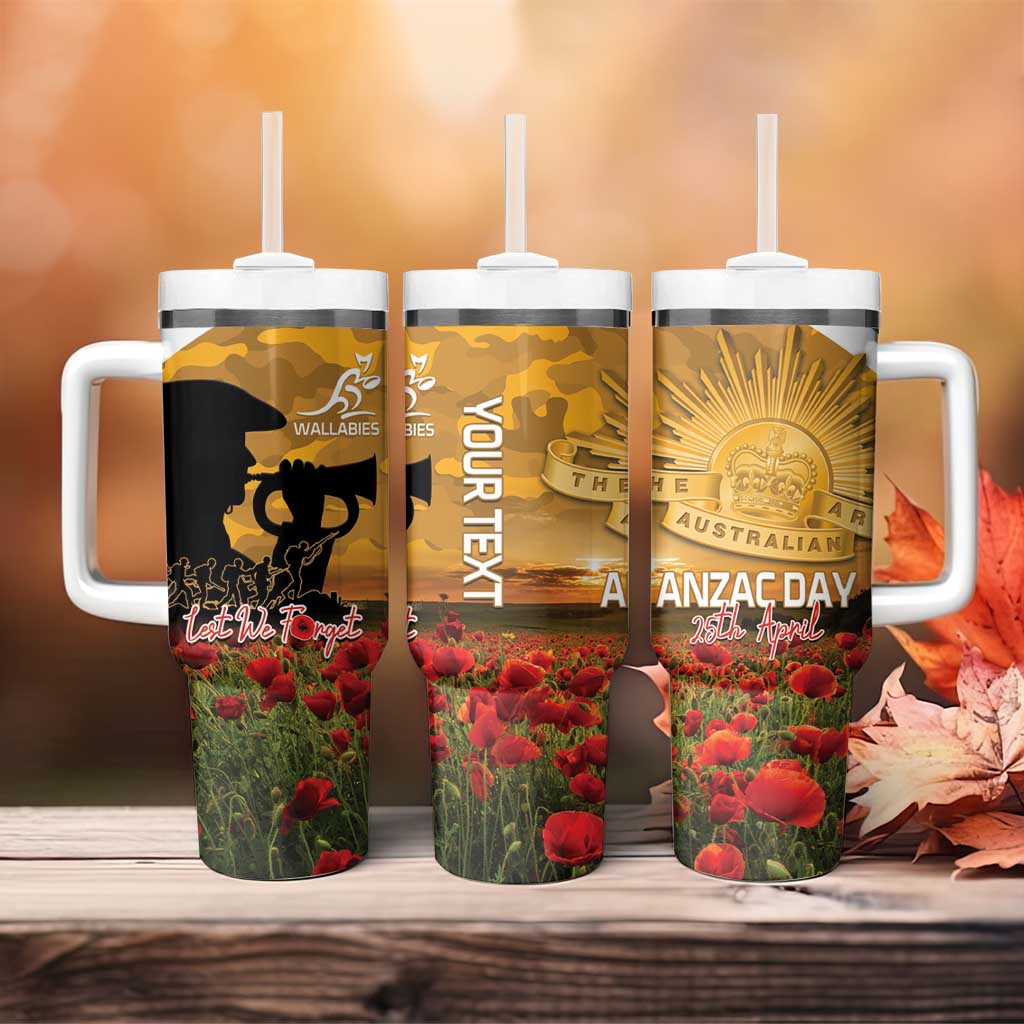 Personalised Wallabies ANZAC Day Tumbler With Handle Last Post Poppy Lest We Forget