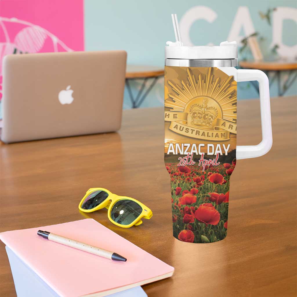 Personalised Wallabies ANZAC Day Tumbler With Handle Last Post Poppy Lest We Forget