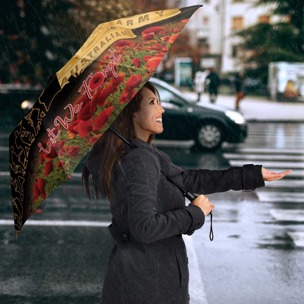 Wallabies ANZAC Day Umbrella Last Post Poppy Lest We Forget