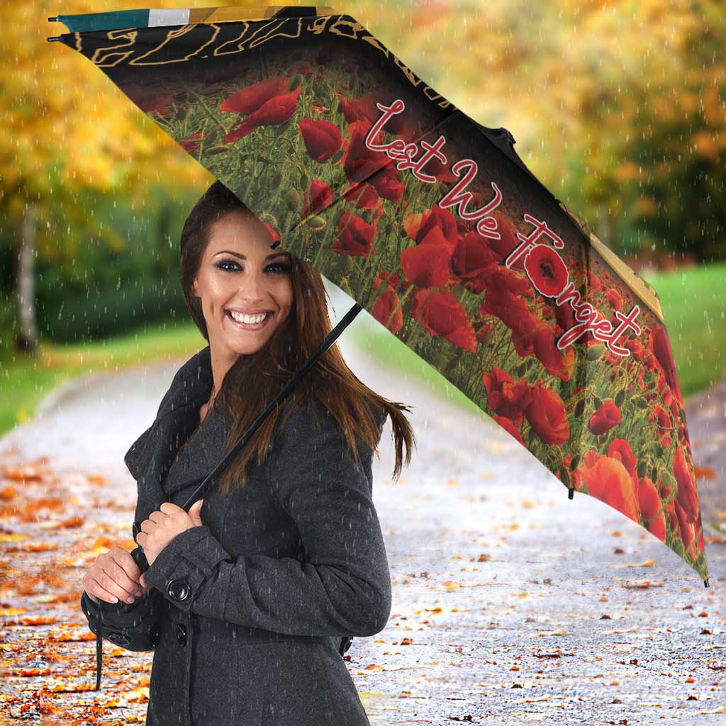 Wallabies ANZAC Day Umbrella Last Post Poppy Lest We Forget