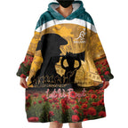 Personalised Wallabies ANZAC Day Wearable Blanket Hoodie Last Post Poppy Lest We Forget