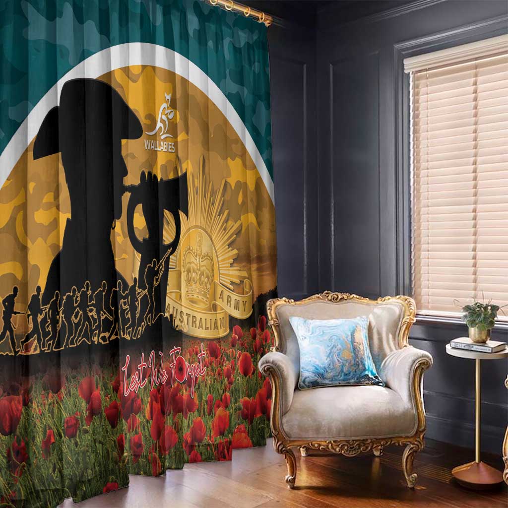Wallabies ANZAC Day Window Curtain Last Post Poppy Lest We Forget